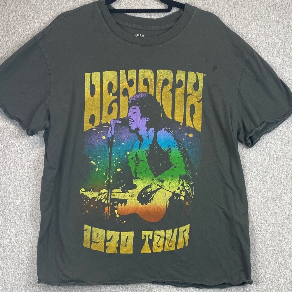 Jimi Hendrix band tee XL 1970 tour graphic t shirt city list rainbow thrashed